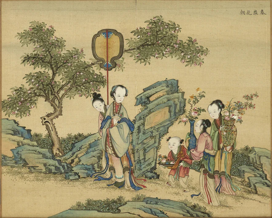 Four Seasons Celebration Album. Twelve leaves. Painted by a Qing dynasty artist. Silk, colored (18.5x23 cm). Collection of the Taipei Palace Museum-PDF - SL Book Store